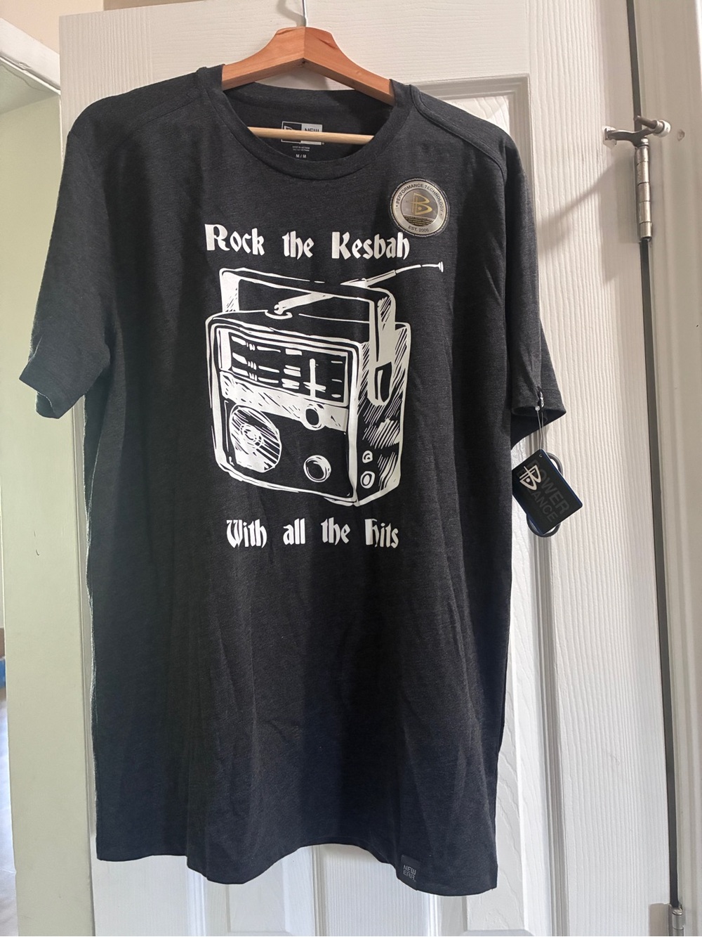 New Era Dark gray T-Shirt with White Retro Radio Graphic